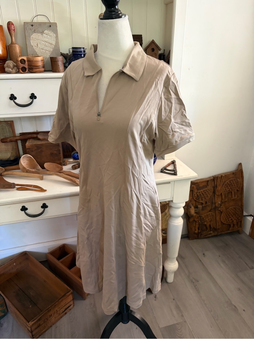 Baleaf Women’s Short-Sleeve Polo Dress in Taupe